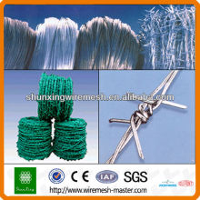 green PVC-coated barbed wire